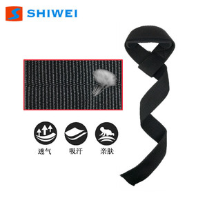 Sangles de musculation Shiwei, entièrement noires, en coton épais, avec support pour les poignets, pour l'entraînement en salle de sport - Product Image 4