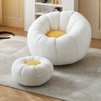 Fauteuil de sol Tenghang en forme de fleur, en tissu Teddy, pouf moelleux pour salon, chambre, balcon, tatami