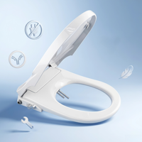 Siège de bidet à eau ambiant en plastique PP, autonettoyant, double buse, en forme de U, moderne, pour l'hygiène personnelle, design ultra-mince, avec couvercle