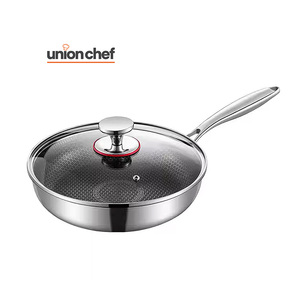 Sartén para saltear de acero inoxidable 430/304 de <span class=keywords><strong>3</strong></span> capas de alta calidad con revestimiento de cerámica ecológico de nido de abeja, utensilios de cocina de alta calidad - Product Image 1