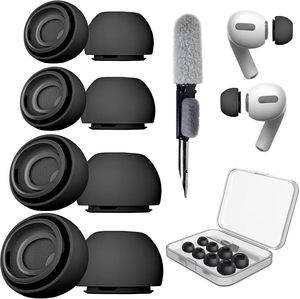 4 Pares de Puntas de Silicona para Air Pods Pro <span class=keywords><strong>3</strong></span>, <span class=keywords><strong>Caja</strong></span> de Almacenamiento, Lápiz de Limpieza, Capa de Relleno de Micropartículas de Espuma Ecológica Impermeable - Product Image 1