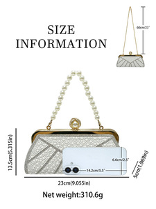 New Style Celebrity Pearl Fashion Evening Bag for Style Rhinestone <b>Handbag</b> Cheongsam Light Luxury Chain Polyester Tanjing - Product Image 5