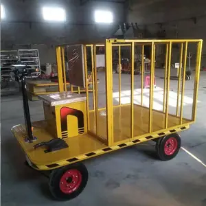 Truk Datar Roda Empat Listrik Digunakan untuk Gudang Teknik Pabrik, Pertanian, Padang Rumput, Taman, Penanganan Logistik Supermarket