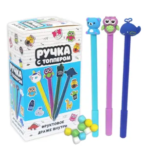 Wholesale Private Label Cartoon Pen Toy With Candy Halal China Sweet Candy Toys Kids