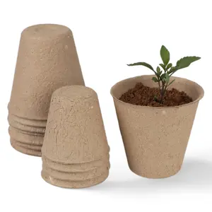 Custom Size Biodegradable Pulp Paper Garden Flower Plants Disposable Eco Friendly Nursery Pots