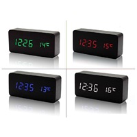 Jinshida électronique LED horloge en bois mode décor à la maison réveil écran affichage numérique température de l'heure pour salon