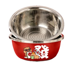 Cesta de drenaje de acero inoxidable de 20-32 cm, escurridor multifuncional para lavar verduras, colador de cocina con tapa para frutas, arroz y cocina - Product Image 4