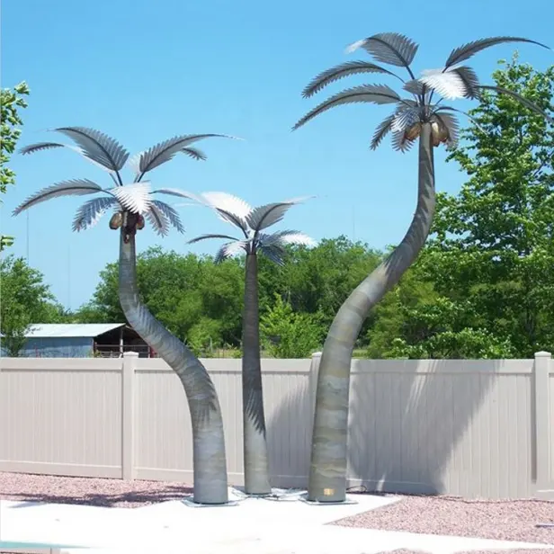 Garden Decorative Metal Large Tree Statue 304 Stainless Steel Palm Tree Sculpture For Sale