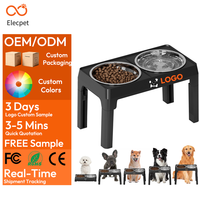 Elecpet - Gamelle pour animaux de compagnie personnalisable, en acier inoxydable, réglable en hauteur, pliable, antidérapante, avec 5 niveaux de réglage