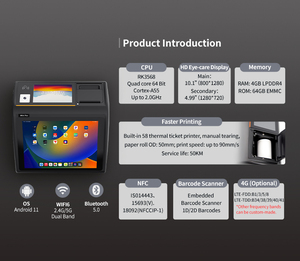 10.1 inch Máy tính để bàn <span class=keywords><strong>Android</strong></span> tablet màn hình kép hệ thống POS Tiền mặt đăng ký thiết bị đầu cuối cho mái vòm Bowling hẻm xe cho thuê thực phẩm xe tải - Product Image 4