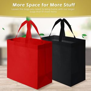 Sacs fourre-tout réutilisables en non-tissé 12,6 x 6,3 x 11,8 pouces rouge et noir pour les courses, les événements commerciaux - Product Image 4