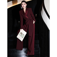 Ensemble tailleur slim automne 2026 pour femme – Design tendance avec empiècements en satin, élégant style occidental, deux pièces avec laçage latéral