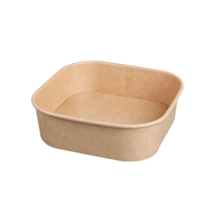 Conteneur alimentaire carré en papier kraft, imprimé avec logo personnalisé, jetable, anti-fuite, pour emporter - Product Image 1