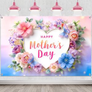Toile de fond pour la fête des mères, fleurs roses, je t'aime maman, fond photographique, bannière de fête, décoration de photomaton personnalisable - Product Image 3