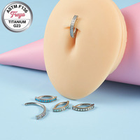 Freya Arc Hoop Bauchnabelpiercing, flacher Nabelpiercing, einfacher Clicker, gebogener Reverse Barbell aus G23 Titan, Körperschmuck für Damen