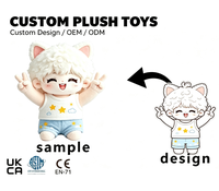 Peluche personnalisée en coton doux avec oreilles de chat et personnage humain pour cadeau promotionnel