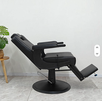 Fauteuil de barbier inclinable noir de luxe classique moderne avec pompe hydraulique pour salon de coiffure