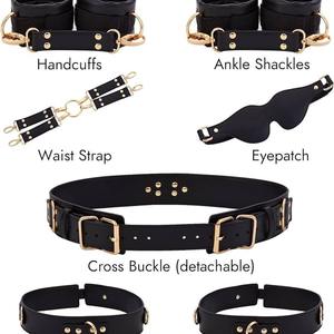 Ajustable Adulto BDSM Traje Arnés Collar Cuero Bondage Set Tobillo Muslo Puños Cruz Cintura <span class=keywords><strong>Correa</strong></span> - Product Image 5