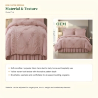 Parure de lit 4 pièces en microfibre rose poudré, tissée, froncée et tuftée, fabrication OEM