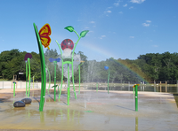 Peralatan Splash Pad Luar Ruangan Anak-Anak Fitur Semprotan Air Kupu-kupu Kumbang Bunga Peralatan Bermain Taman Air Fiberglass