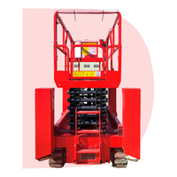 Plateforme élévatrice à ciseaux tout-terrain sur chenilles entièrement électrique avec certification CE, acier au carbone Q345, jambes pliables