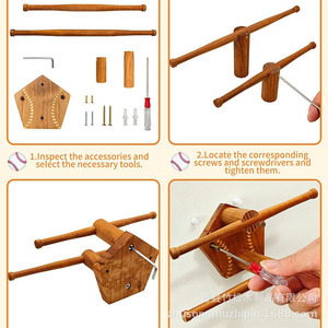 Estante de madera para almacenamiento de joyas, montado en la pared, forma poligonal, 2 niveles, sin perforaciones, acabado lacado, para pulseras y collares - Product Image 1