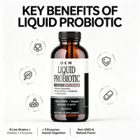 Complément probiotique liquide végétalien favorisant la digestion intestinale, saveur naturelle, formule non-OGM