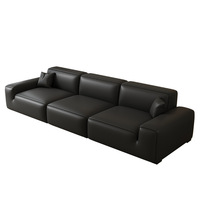 Italienischer Stil Großes Schwarzes Echtes Leder Modulares Ecksofa mit Schwammfüllung Modernes Minimalistisches Trendiges Würfelsofa für Kleine Wohnungen