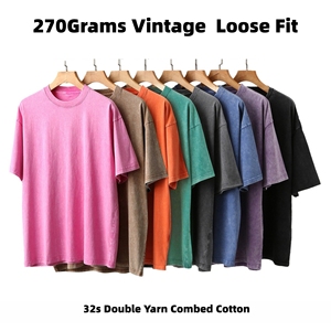 T-Shirt Oversize Personalizzata 100% Cotone Pesante Vintage con Stampa Grafica Effetto Acid Wash Maglietta Streetwear per Uomo - Product Image 3