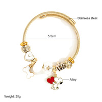 HS124 Bracelet à breloques Pan en acier inoxydable doré, bracelet perlé DIY pour femme, bijoux hypoallergéniques inaltérables, vente en gros