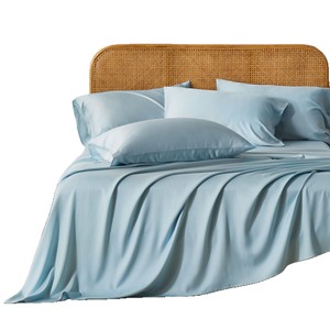 Ensemble de housse de couette 4 pièces en bambou 100% pur, tissé, motif uni, 300 fils, toutes saisons, impression personnalisable - Product Image 5