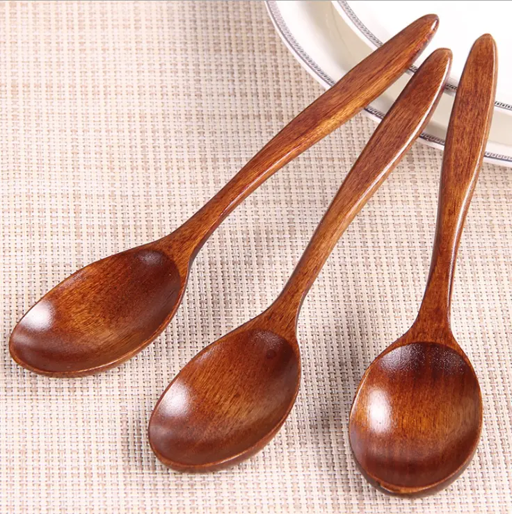 Eco Friendly Table Wood Soup Spoons für Eating Mixing Stirring Handle Spoon mit Japanese Style 7 zoll Wood Spoon