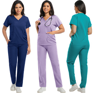 Short Sleeve Scrub Uniforms Sets With ID/Badge Loops Hospital <strong>Surgical</strong> Uniforms Healthcare Workers Medical Scrubs Vendors - Product Image 4