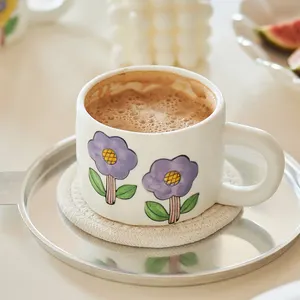 Керамическая кофейная чашка SIYUE, 310 мл, ручная роспись, с ручкой, 2470