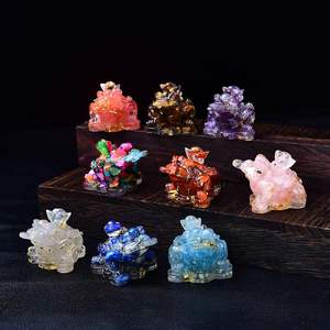 Großhandel umwelt freundliche goldene Zikade Feng Shui Ornamente Natur kristall Crushed Stone Resin Crafts Business Geschenke - Product Image 2