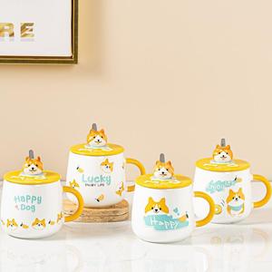 Taza de agua de cerámica con tapa para niña, vaso de cerámica con diseño de cachorro, superbonito, novedad, gran oferta - Product Image 1