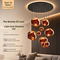 Lustre LED moderne en forme de lave avec abat-jour en aluminium et acrylique finition miroir pour salle à manger, salon, chambre à coucher, duplex