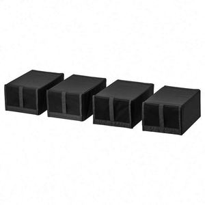 Foldable Fabric <b>Storage</b> Boxes Set of <b>4</b> Black Modern Minimalist Design for Bedroom Closet Organization - Product Image 1
