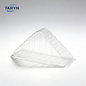 Boîtes à emporter triangulaires transparentes jetables en plastique PET pour l'emballage alimentaire, boîtes à sandwich avec couvercles à charnières - Product Image 4
