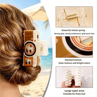 Pinces à cheveux en acrylique imprimées pour les vacances à la plage, thème vacances, pinces requin, design caméra Plumeria, accessoires décoratifs pour cheveux femme