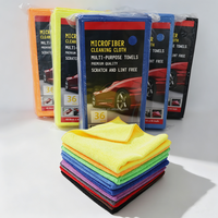 Lot de 36 chiffons de nettoyage multi-usages en microfibre 16x16 pouces, chiffon absorbant sans rayures pour l'automobile et la maison