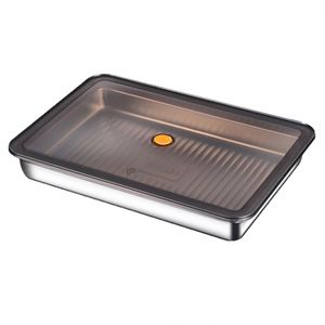 Boîte de conservation alimentaire multifonctionnelle moderne et durable en acier inoxydable 304 de 2800 ml, compatible lave-vaisselle, pour voyage et cuisine, idéale pour les raviolis - Product Image 1