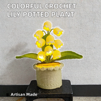 Tanaman Pot Lily Valley Baru Tiba, Hiasan Bunga Rajut Buatan Tangan dari Benang Wol, Multi-Kepala, untuk Tahun Baru Imlek