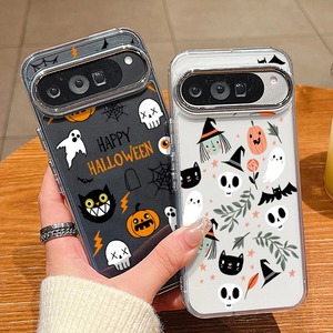 Funda Transparente para Teléfono con Estampado de Calabaza Fantasma de Halloween para Google Pixel, con Ventana Grande para la Cámara, Electrochapada, a Prueba de Golpes, Protectora de TPU - Product Image 1