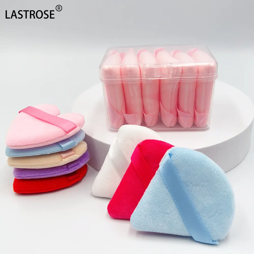 Topverkoper Wit Zwart Roze Fluwelen Katoen Microfiber Zacht Geabsorbeerd Driehoek Poeder Puff Voor Cosmetica Make-Up Gepersonaliseerd