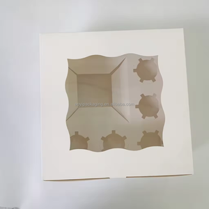 24-lỗ không có lần Mini Giấy <span class=keywords><strong>Cupcake</strong></span> hộp với cửa sổ Nắp dập nổi UV tráng cho bánh thực phẩm lưu trữ thu nhỏ container chủ - Product Image 1