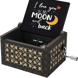 Ever Bright Fall for Hand Carillon in Legno Quadrato con Manovella Manuale, con la Melodia 'You Are My Sunshine' e Incisione Vintage 'River', Stampa a Colori UV - Product Image 5