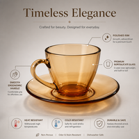 Ensemble de tasses et soucoupes à café en verre ambré moderne, résistant à la chaleur, avec logo personnalisé, idéal pour la rentrée scolaire, la maison et la cuisine, usage quotidien