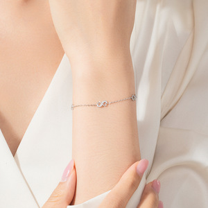 S925 silver Polished Silver Tone Cubic Zirconia <b>Infinity</b> <b>Bracelet</b> Dainty Adjustable Symbolic Chain Elegant Romantic Jewelry Gift - Product Image 3