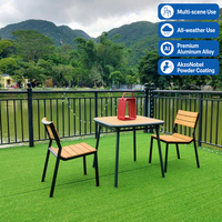 Ensemble de table et chaises de patio en aluminium durable, résistant aux intempéries, pour usage commercial, directement du fabricant, pour hôtel et restaurant.